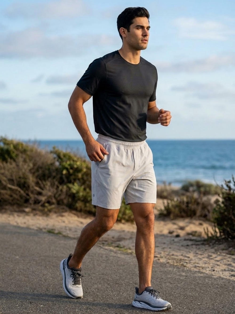 Lululemon Men’s Pace Breaker Lined Short 7" –Heathered Bone / Raw Linen –Size M